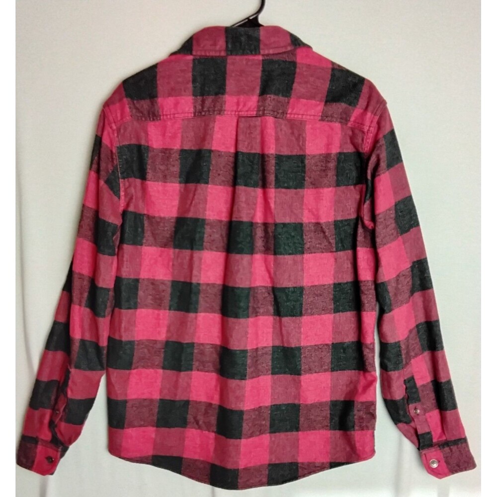 Eddie Bauer Mens Long Sleeve Flannel Shirt Medium Button buffalo Plaid red Black - Picture 4 of 5